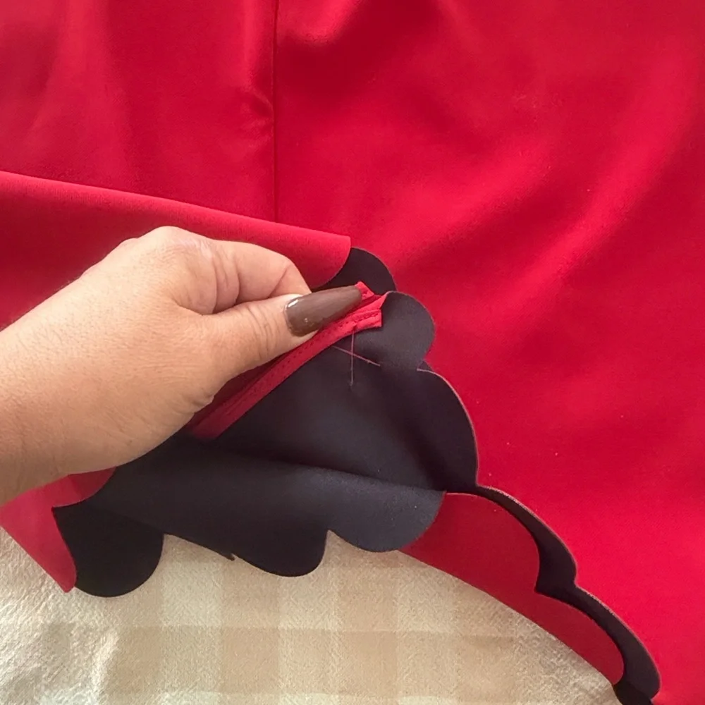 Banana Republic Red Pencil Skirt with Scalloped Hem